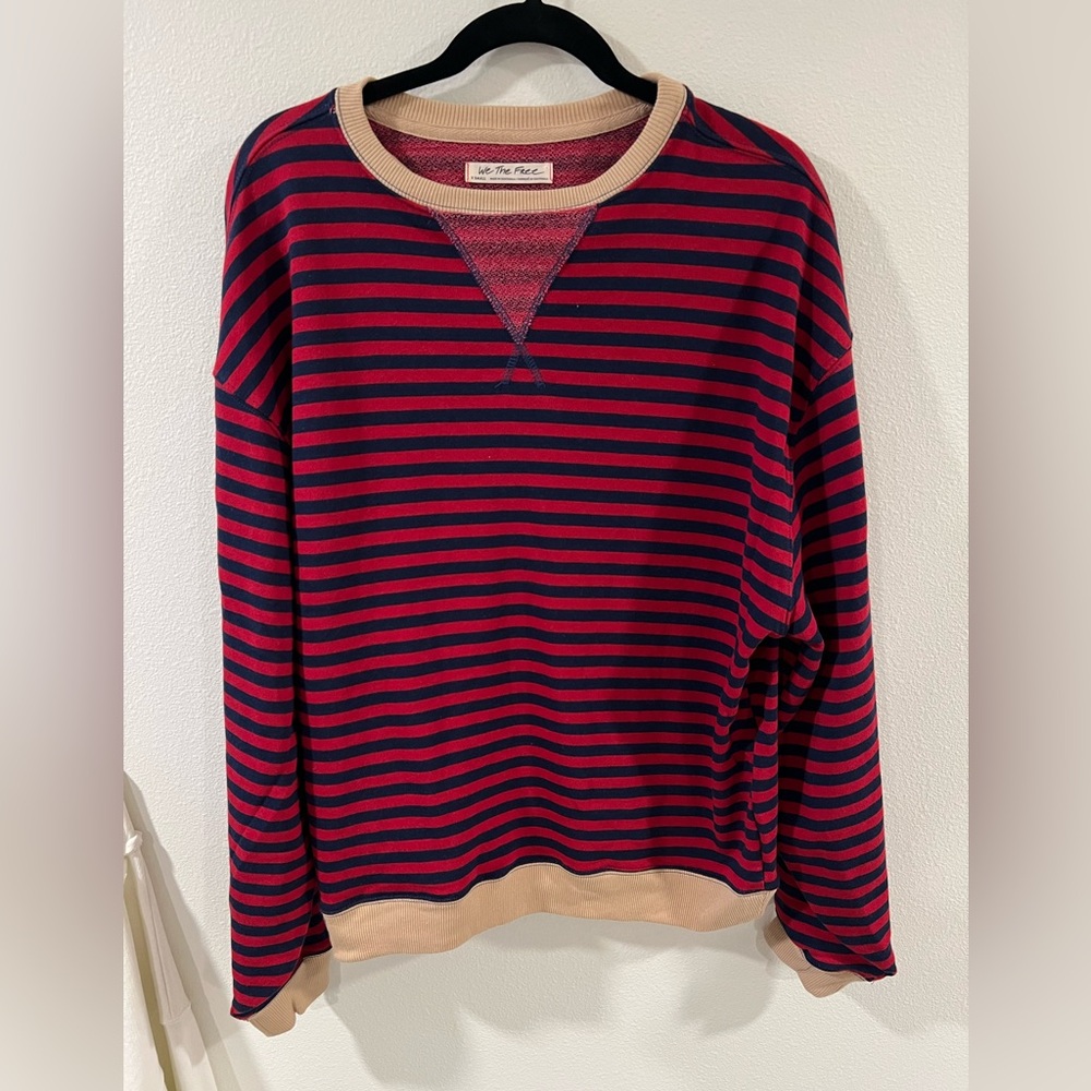 Free People Classic Striped Oversized Crewneck | Size XS | NWOT